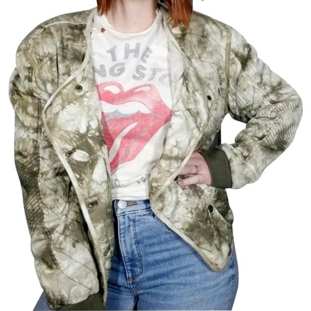 NWT Anthropologie Tie Dye Quilted Moto Jacket XL‎